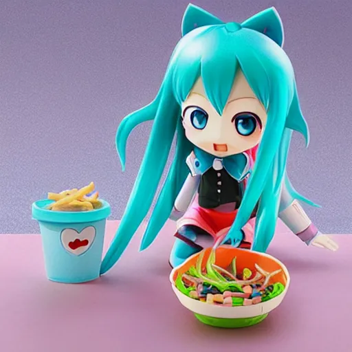 Prompt: A happy meal toy of Hatsune Miku