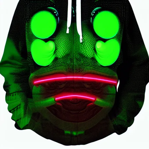 Image similar to green snake head in hoodie, portrait, vaporwave, synthwave, neon, vector graphics, cinematic, volumetric lighting, f 8 aperture, cinematic eastman 5 3 8 4 film