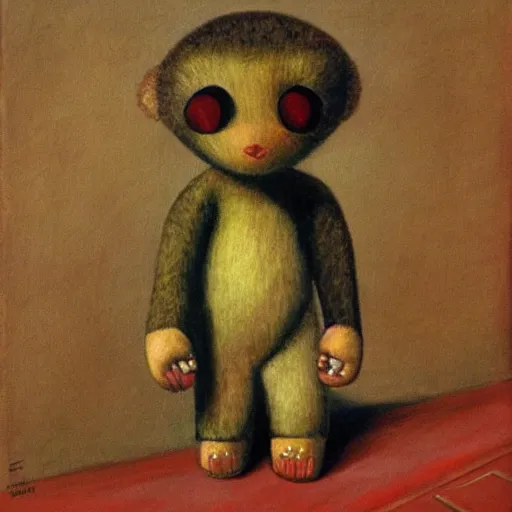 Prompt: a painting of cheburashka by balthus