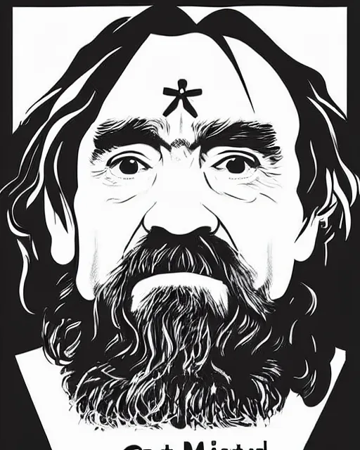 Prompt: a got milk poster featuring charles manson