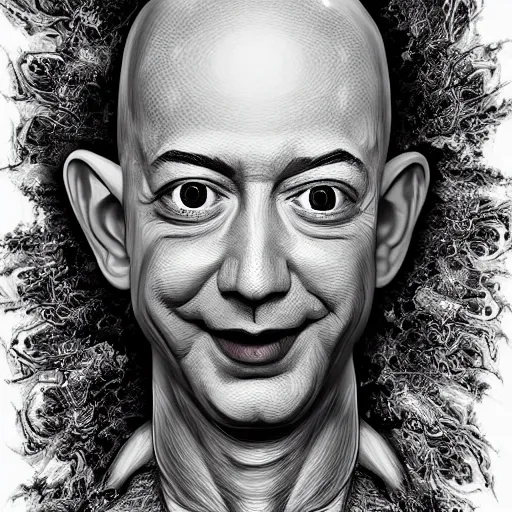 Image similar to jeff bezos scariest horror nightmare by junji ito, digital art, deepdream cosmic, 3 d high definition, trending on artstation, photorealistic, high resolution, 8 k, octane, hyper detailed, trending on deviantart insane details, intricate, elite, ornate, elegant trend, highly detailed and intricate, sharp focus, photography, unreal engine