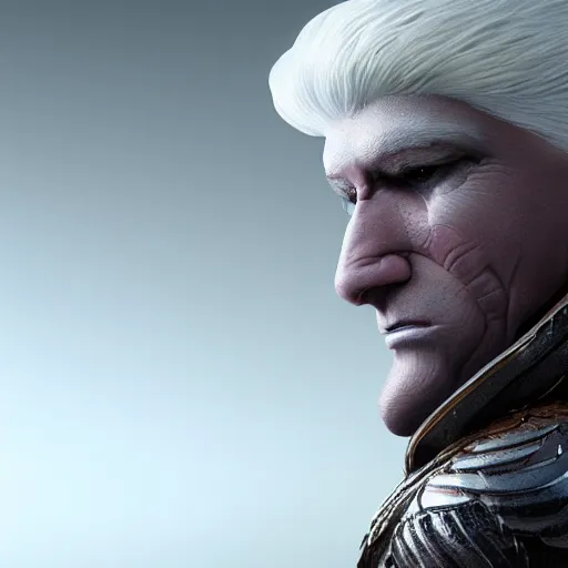 Image similar to a white haired snake man, fantasy, 4 k, inspired by pixar, very detailed, trending on cgsociety