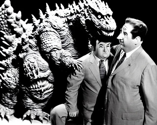 Image similar to Abbott and Costello meet Godzilla