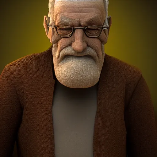 Prompt: 3d sculpture of a old man portrait, octane render, blender, studio lighting