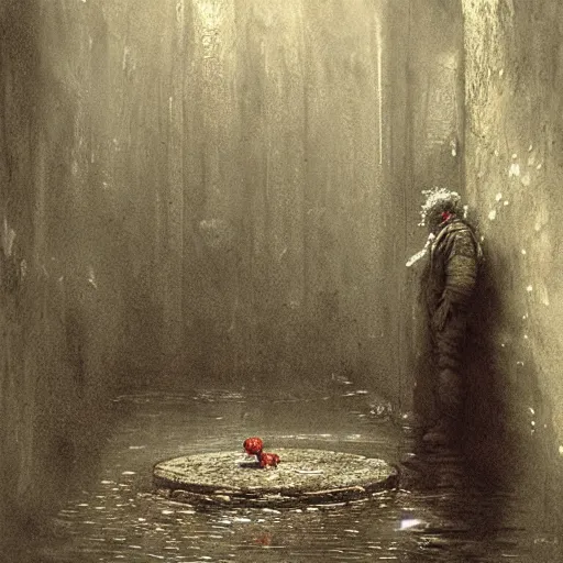 Image similar to a clown in the sewer by Gustave Doré and Greg Rutkowski