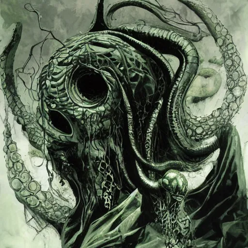 Prompt: cthulhu by dave mckean and yoji shinkawa, oil on canvas