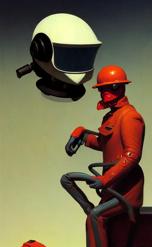 Image similar to Portrait of an engineer with helmet, very coherent, painted by Edward Hopper, Wayne Barlowe, painted by James Gilleard, airbrush, art by JamesJean