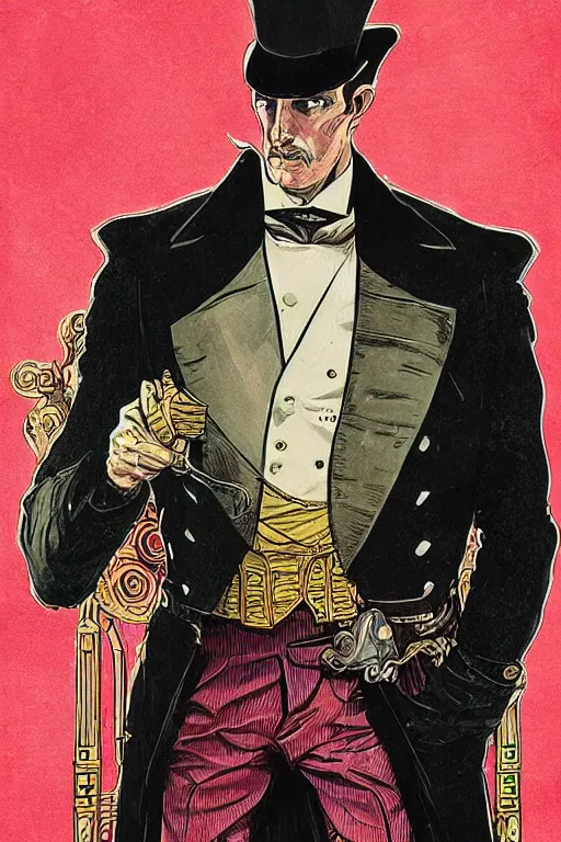 Prompt: portrait of a duke, victorian era, royal style, art deco, stylized illustration by moebius, juan gimenez, metabaron, vivid colorful comics style, clean line, diesel punk