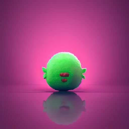 Image similar to portrait of a flavoured cute mochi snowball character with cannabis on the inside. octane 8 k render by eyvind earle