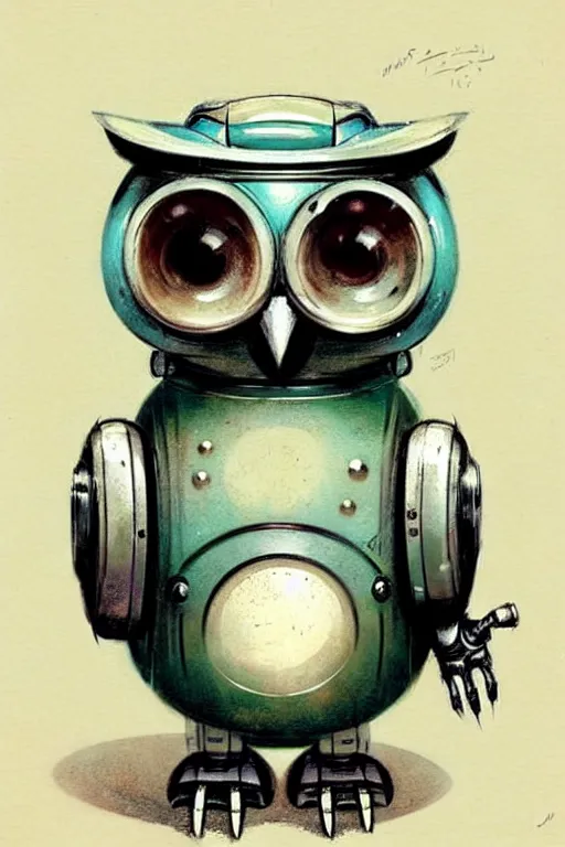 Image similar to (((((1950s cute retro robot owl . muted colors.))))) by Jean-Baptiste Monge !!!!!!!!!!!!!!!!!!!!!!!!!!!!!!