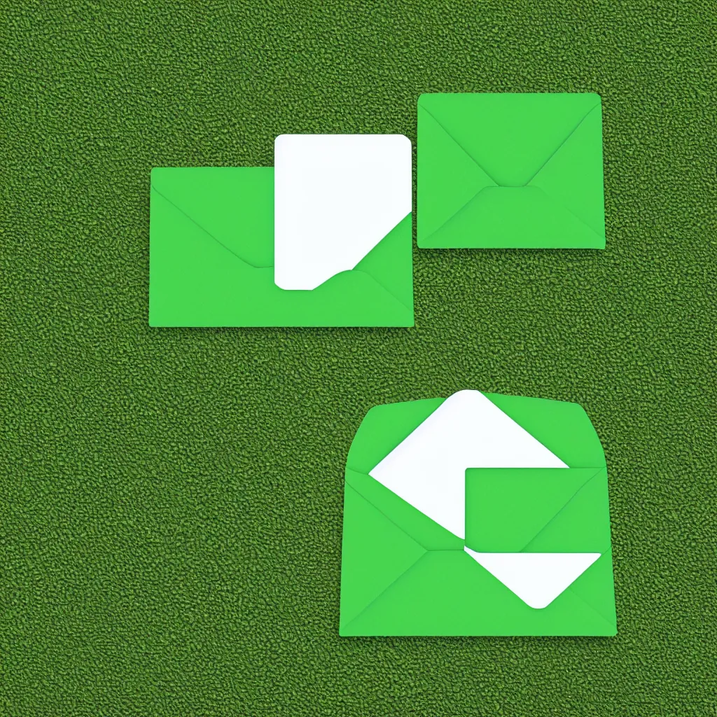 Prompt: top-down view of an envelope on top of a green surface, 8k, high detail, photorealistic, proper shading