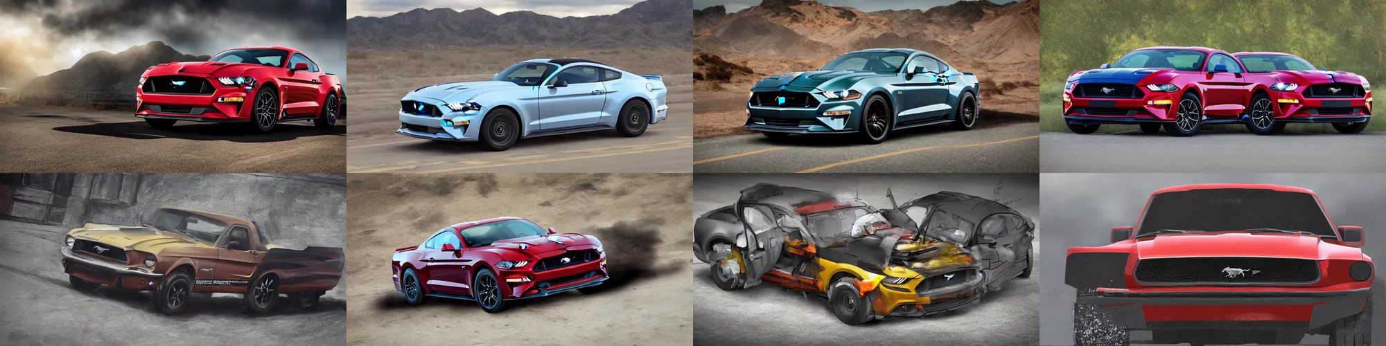 Prompt: a ford mustang as a truck, photorealistic,