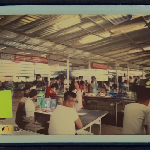 Image similar to a polaroid photo of a hawker centre