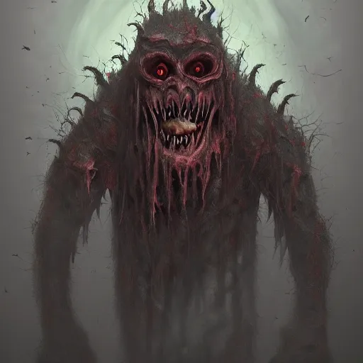 Prompt: terrifying monster, horror movie, intricate, digital painting, cinematic, trending on artstation