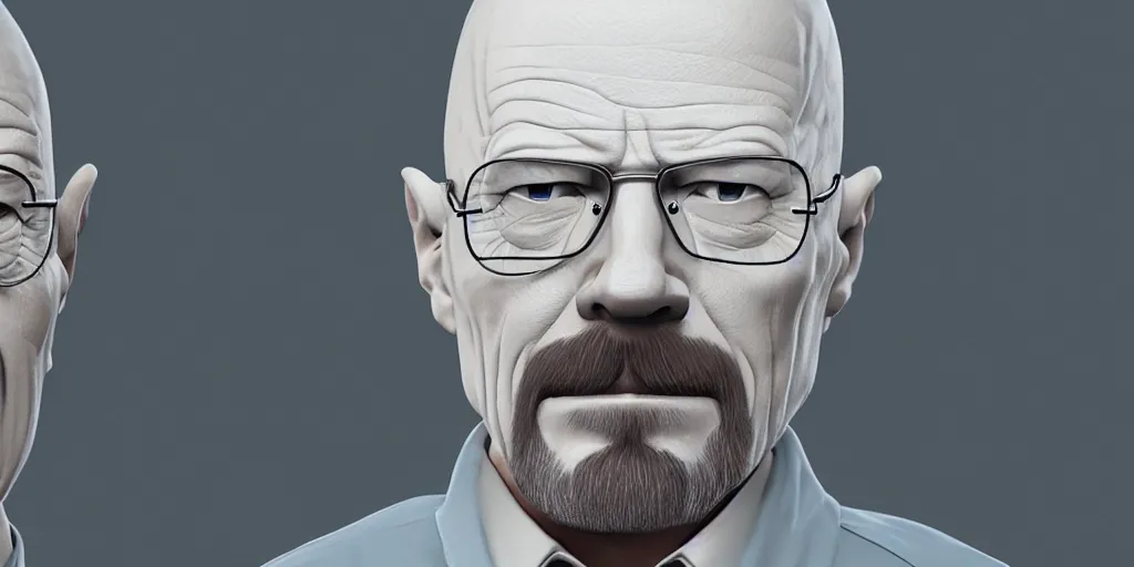 Image similar to walter white in 3 d, blender, octane render, 3 d render, realistic, unreal engine, trending on sketchfab, studio light, 4 k, 8 k