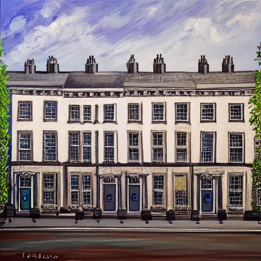 Prompt: A painting of ten downing street 2030, 4k Ultra HD