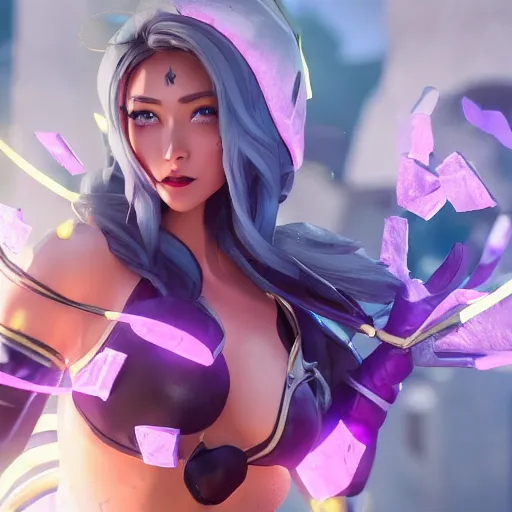 Image similar to still of pretty Irelia (Wild Rift) in KDA More music video. 3d render, octane render, game art, realistic, highly detailed, trending on artstation, 4k, trending on artstation, pixar, cgsociety, unreal engine 5, redshift render, trending on artstation, blender, behance, cg