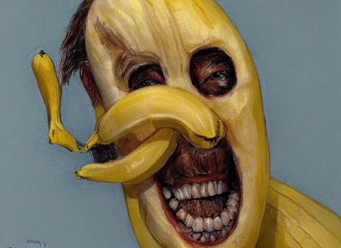 Image similar to a highly detailed banana portrait of a dentist, james gurney, james jean