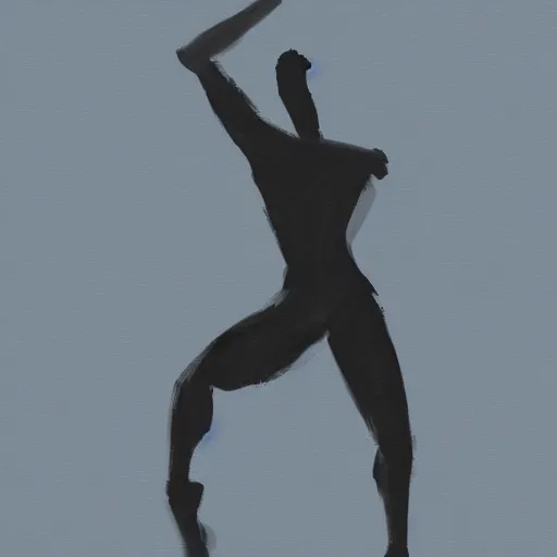 Image similar to an expressive stylized digital painting of a figure in a dynamic pose