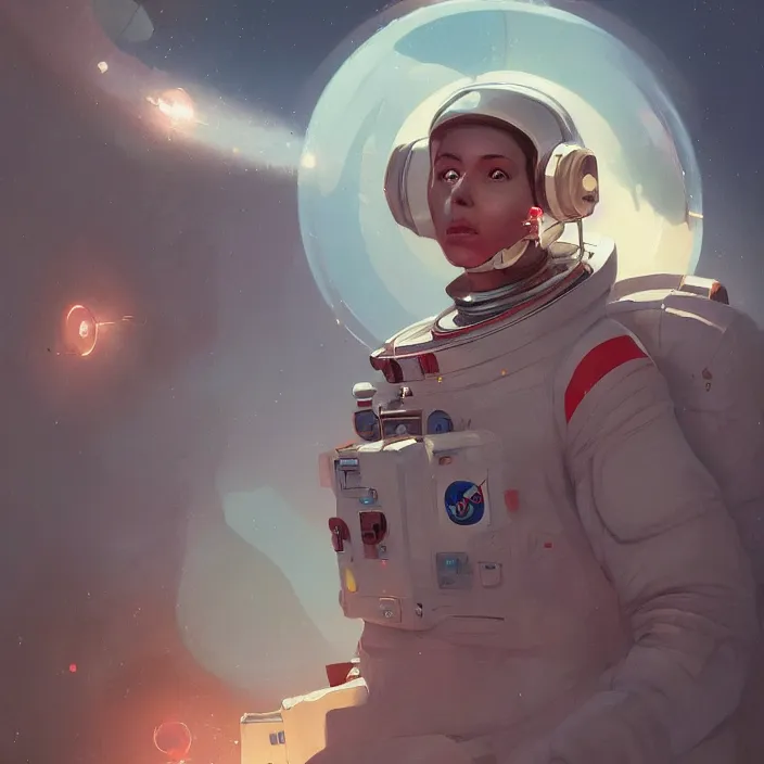 Prompt: a beautiful portrait painting of a astronaut by sergey kolesov and pascal blanche and greg rutkowski. in style of digital art. colorful comic, symmetry, hyper detailed. octane render. trending on artstation