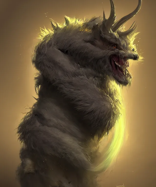 Prompt: a mythical creature covered in fur and spitting caustic acid, fantasy, elegant, digital painting, artstation, concept art, matte, sharp focus, illustration, art by nick sullo