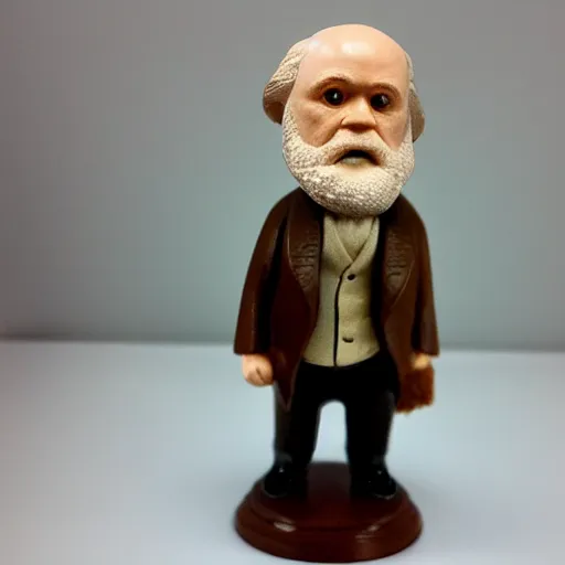 Image similar to charles darwin bobble head toy realistic 3 5 mm