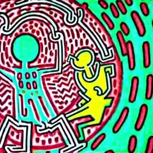 Prompt: detailed painting of miku hatsune, by keith haring and junji ito