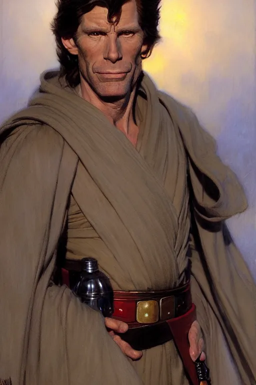 Prompt: detailed portrait of a kevin conroy dressed as jedi, painting by gaston bussiere, craig mullins, j. c. leyendecker