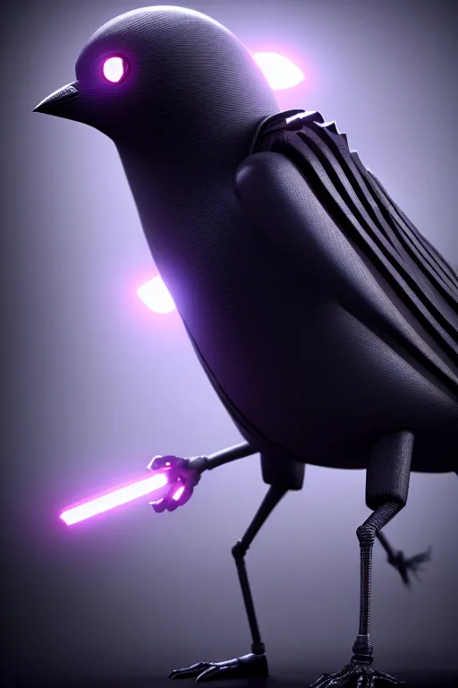 Image similar to high quality 3 d render very cute cyborg crow! incorporated speakers!, cyberpunk highly detailed, unreal engine cinematic smooth, in the style of blade runner & detective pikachu, hannah yata charlie immer, moody light, low angle, uhd 8 k, sharp focus