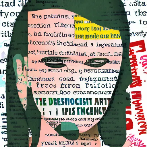 Prompt: a portrait of a depressed girl made in a magazine clipping collage style, made by a depressed art student, art project