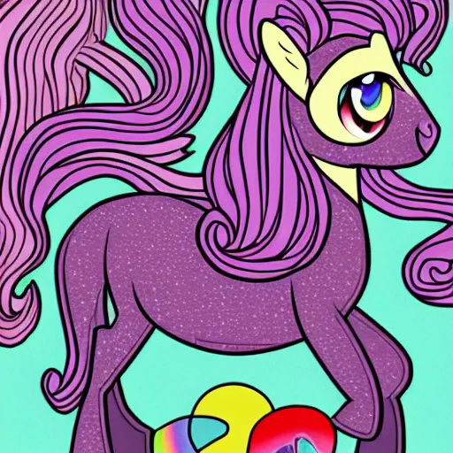 Image similar to my little pony in the style of junji ito