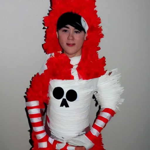 Image similar to creative costume made with toilet paper