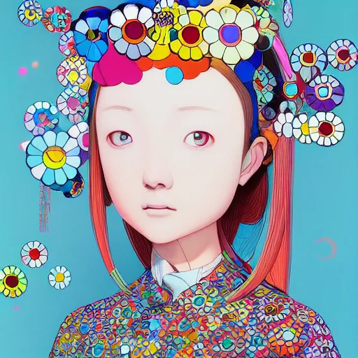 Image similar to a portrait of a girl by takashi murakami, beeple and james jean, aya takano color style, 4 k, super detailed