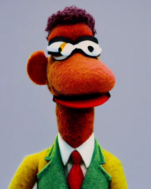 Prompt: gus fring as a muppet. highly detailed felt. hyper real photo. 4 k.