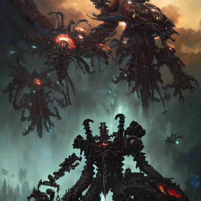 Prompt: 4k, necron from warhammer, art by greg rutkowski, art by craig mullins, art by thomas kincade, art by Yoshitaka Amano