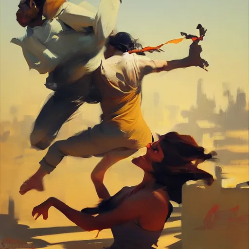 Image similar to greg manchess portrait comical faces of peole falling on the ground, organic painting, sunny day, matte painting, bold shapes, hard edges, street art, trending on artstation, by huang guangjian, gil elvgren, ruan jia, randy vargas, greg rutkowski