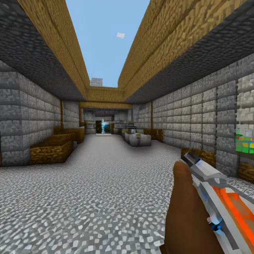 Half-Life 2 in minecraft, game footage, Stable Diffusion