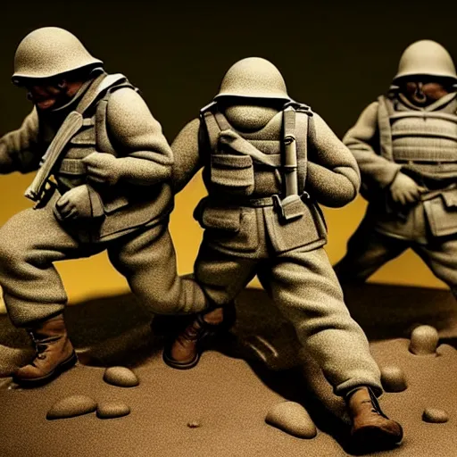 Image similar to war in the trenches claymation by jan svankmejer, hyperrealistic, aesthetic, masterpiece