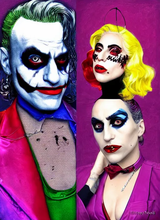 Image similar to lady gaga harley queen and joaquin phoenix joker by mimmo rottela