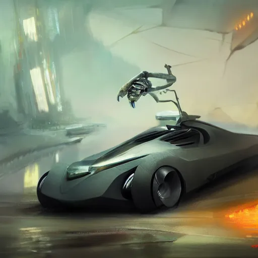 Prompt: custom kit car, elegant, digital painting, concept art, smooth, sharp focus, art style from Wang Ke and Greg Rutkowski and Bruce Kaiser and Scott Robertson and Dmitry Mazurkevich and Doruk Erdem and Jon Sibal, small style cue from Blade Runner and Minority Report and iRobots