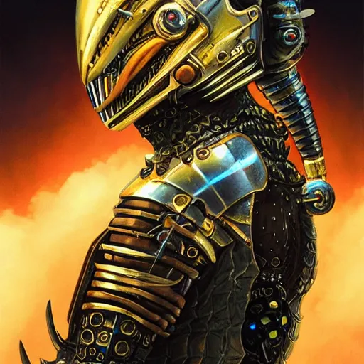 Image similar to Lofi BioPunk portrait dragon knight wearing gold plate armor Pixar style by Tristan Eaton Stanley Artgerm and Tom Bagshaw
