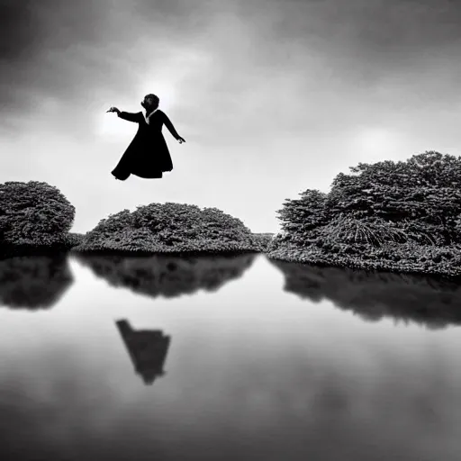 Image similar to surreal dream, award winning black and white photography, illusion