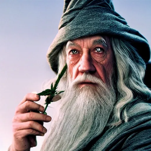 Prompt: gandalf holding a marijuana plant, photorealistic, highly detailed, 4k, hd, cinematic