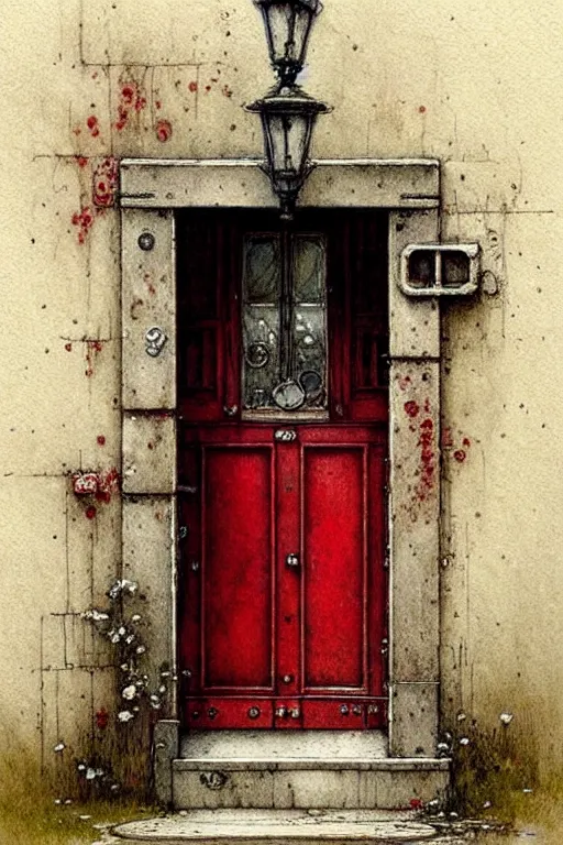 Prompt: ( ( ( ( ( decaorated red door, intricate. muted colors. ) ) ) ) ) by jean - baptiste monge!!!!!!!!!!!!!!!!!!!!!!!!!!!