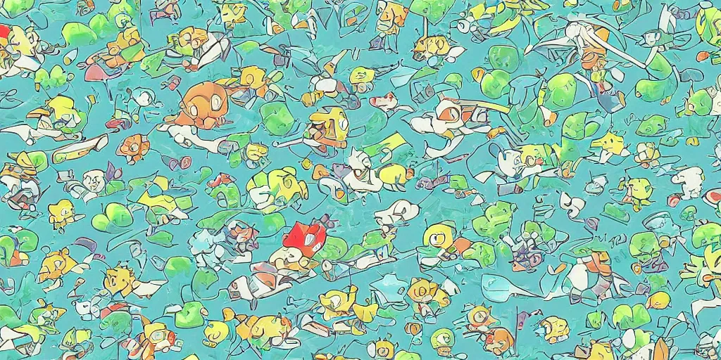 Prompt: a wallpaper pattern by ken sugimori, 8 k resolution