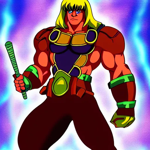 Prompt: he - man digital painting, highly detailed, anime