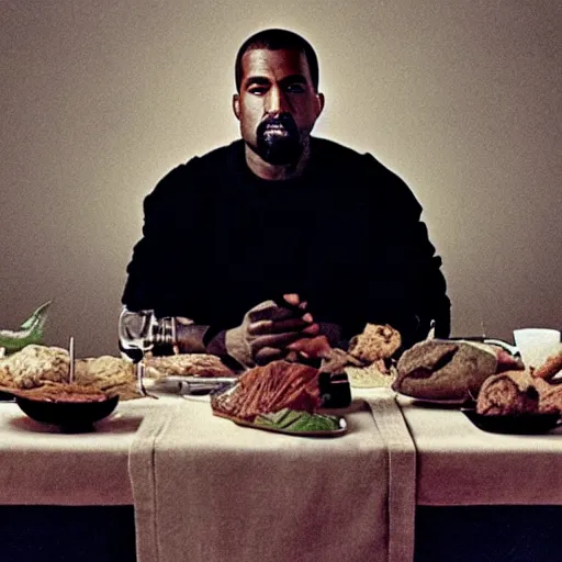 Image similar to photo of Kanye West in the Last Supper