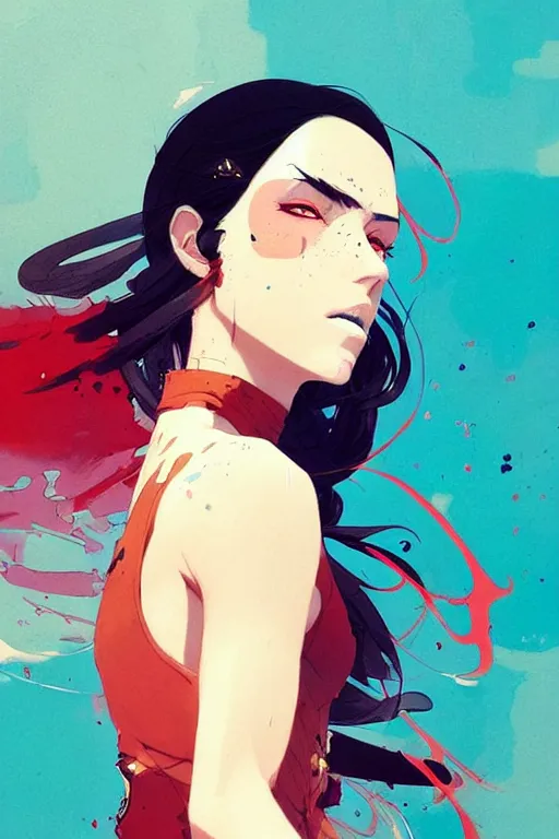 Prompt: an ultradetailed beautiful painting of a stylish woman fighter, by conrad roset, greg rutkowski and makoto shinkai, featured on artstation