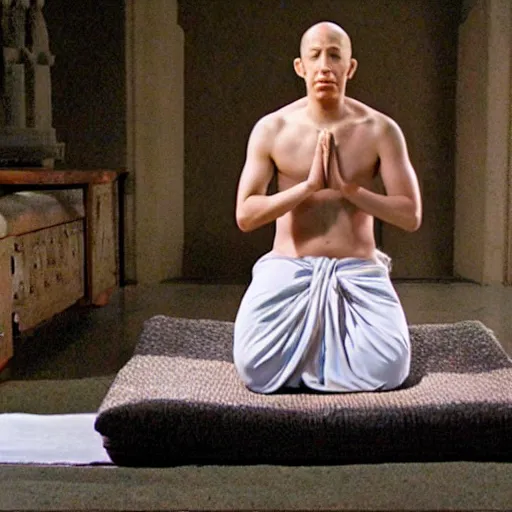 Image similar to andy samberg as an ascetic monk meditating