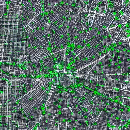 Prompt: Cologne Cathedral LiDAR image, green dots